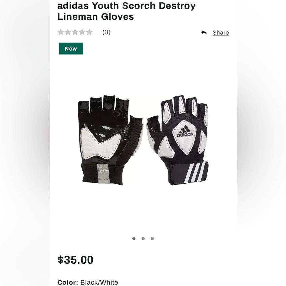 Adidas Youth Football Gloves- Size Medium